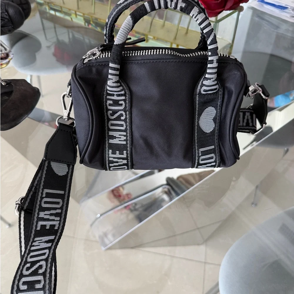 Love Moschino Mini Duffle Crossbody Black Logo Bag - Picture 1 of 4